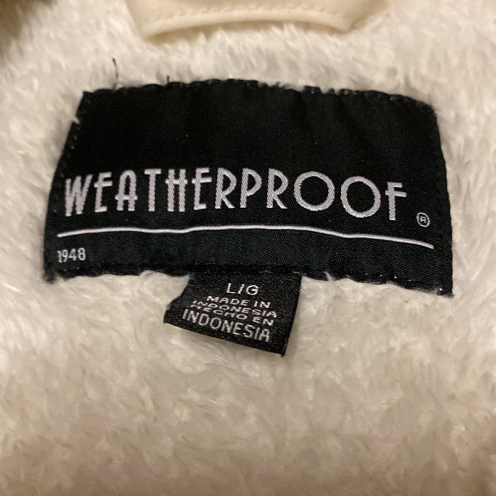 Women’s Large White Weatherproof Comfy Fuzzy Full Zip Jacket Spring Fall Cozy - Picture 3 of 4